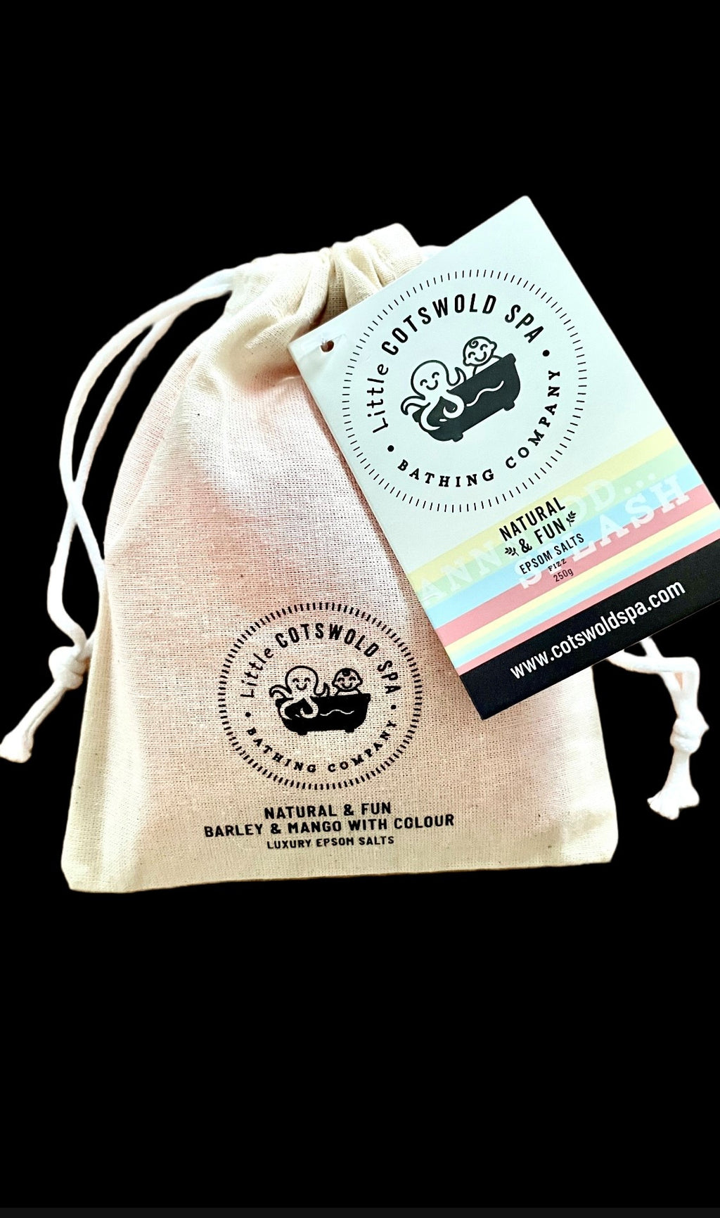 Natural & Fun Epsom Salts Cotton Pouch (Red Bath) with Barley & Mango (250g)